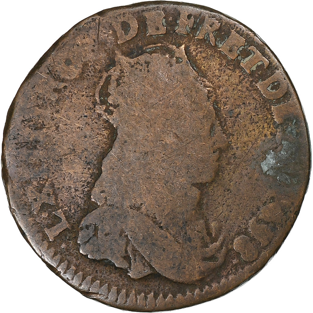 France, Louis XIV, Liard de France, 1658, Chatellerault, Copper, F(12-15)