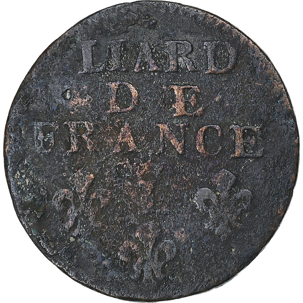 France, Louis XIV, Liard de France, 1696, Lille, Copper, VG(8-10), C2G:190