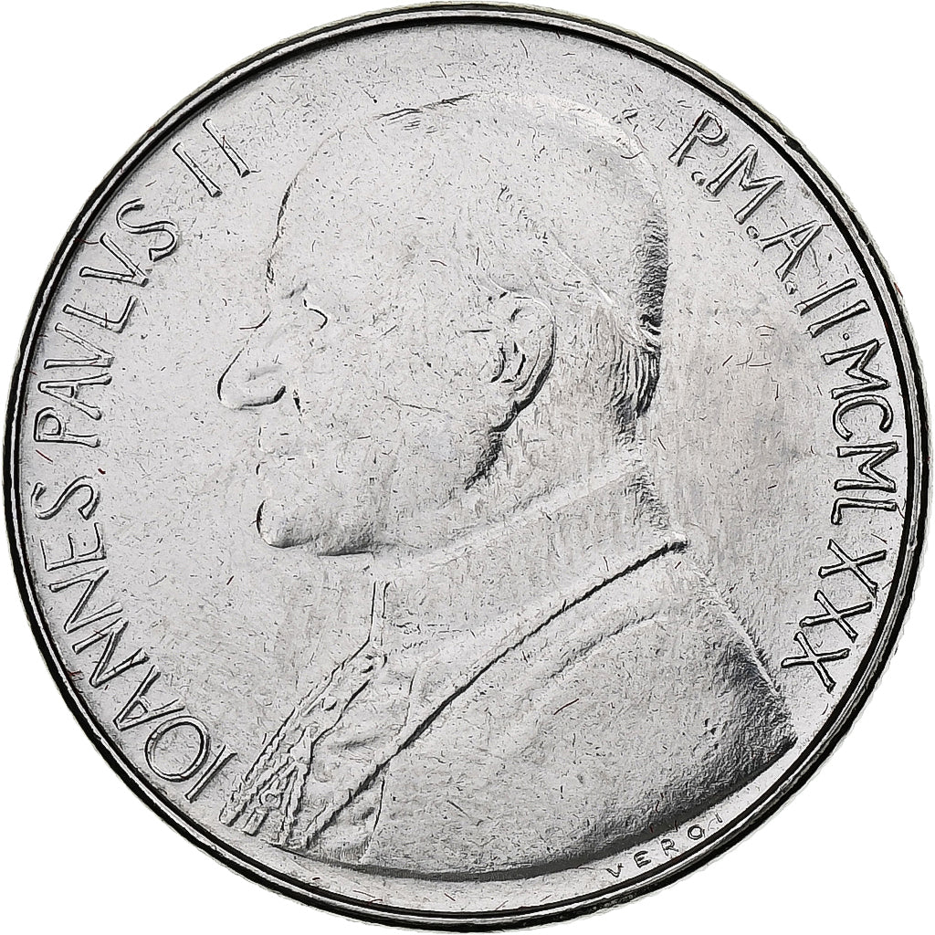 Vaticano, John Paul II, 50 Lire, 1980 (Anno II), Rome, Aço Inoxidável, MS(64)