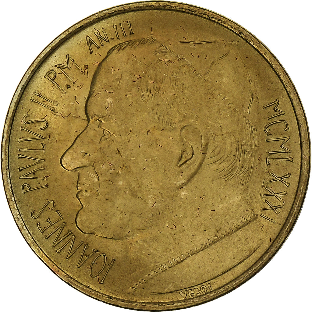 Vaticano, John Paul II, 20 Lire, 1981 (Anno III), Rome, Alumínio-Bronze