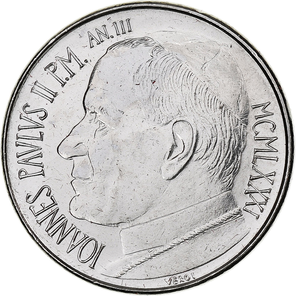 Vatican, John Paul II, 50 Lire, 1981 (Anno III), Rome, Acier inoxydable, SPL+