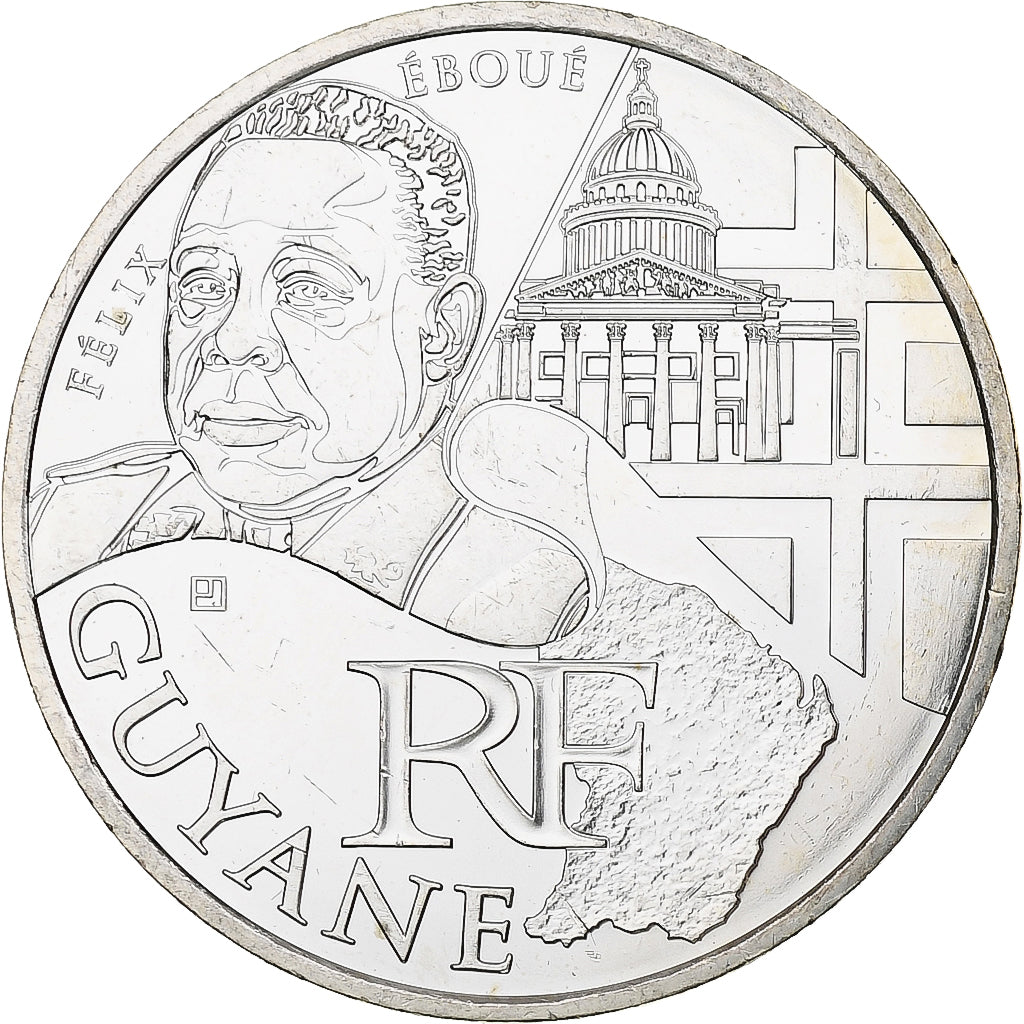 Francja, 10 Euro, Guyane, 2012, MDP, Srebro, MS(63)