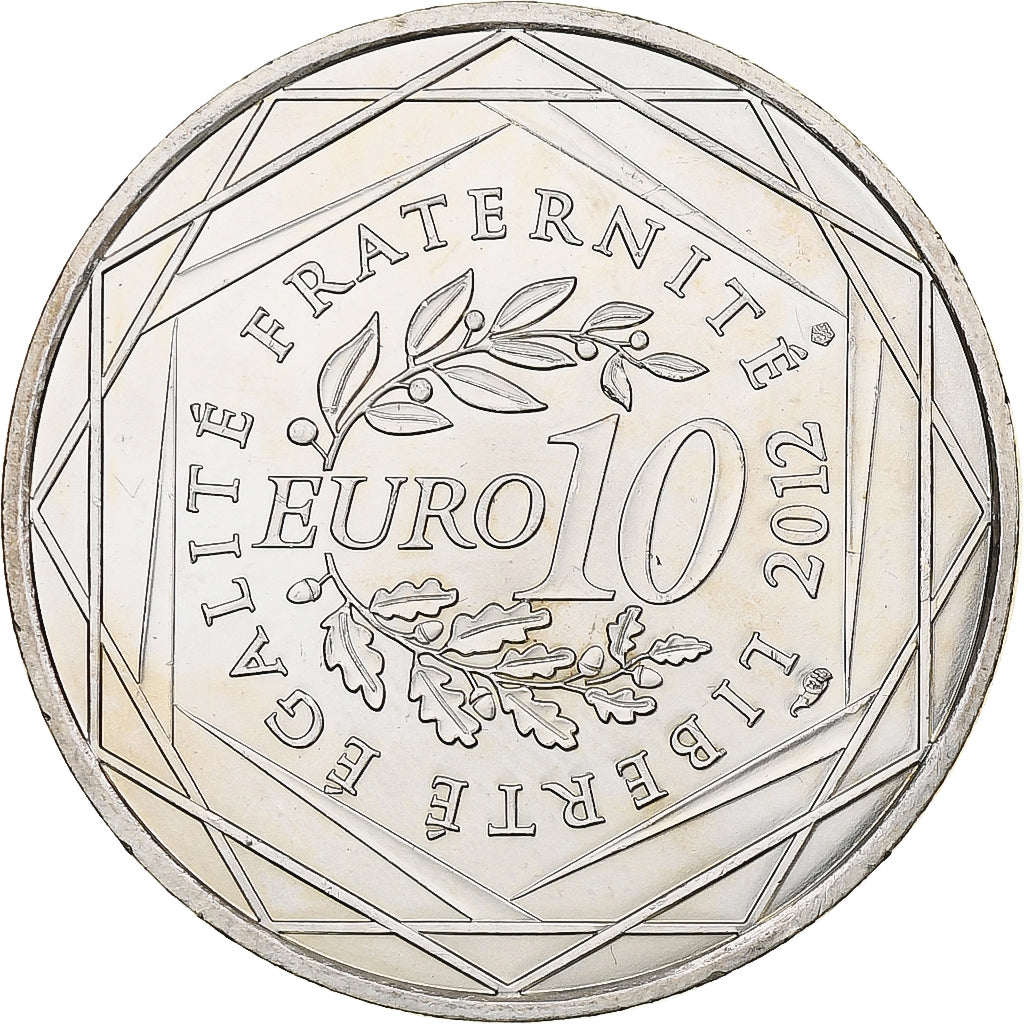 Francja, 10 Euro, Guyane, 2012, MDP, Srebro, MS(63)