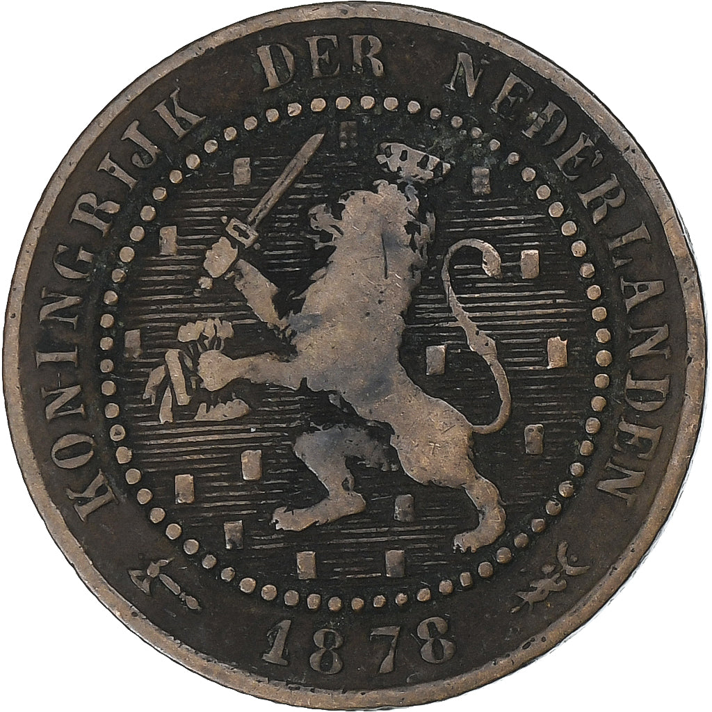 Niederlande, William III, Cent, 1878, Utrecht, Kupfer, S+, KM:107.1