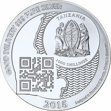 Zanzibar, 1000 Shillings, 1 Vera Silver Oz, 2015, BE, Argent, FDC