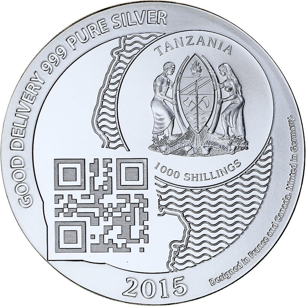 Zanzibar, 1000 Shillings, 1 Vera Silver Oz, 2015, Proof, Silver, MS(65-70)