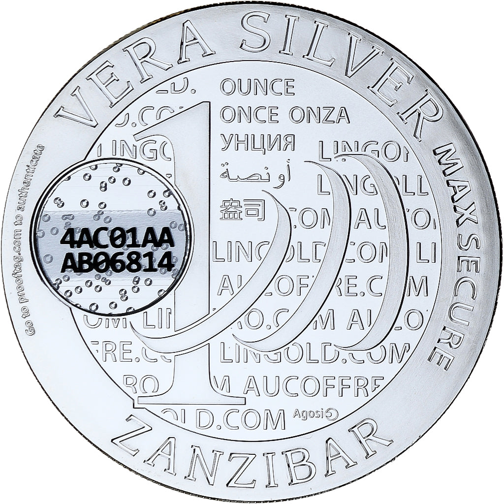 Zanzibar, 1000 Shillings, 1 Vera Silver Oz, 2015, Proof, Silver, MS(65-70)