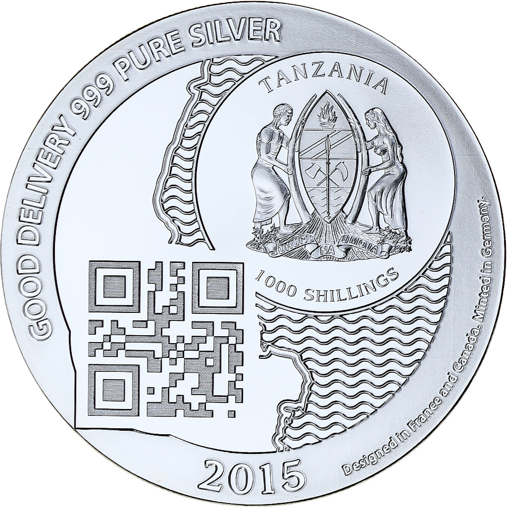 Zanzibar, 1000 Shillings, 1 Vera Silver Oz, 2015, Proof, Prata, MS(65-70)