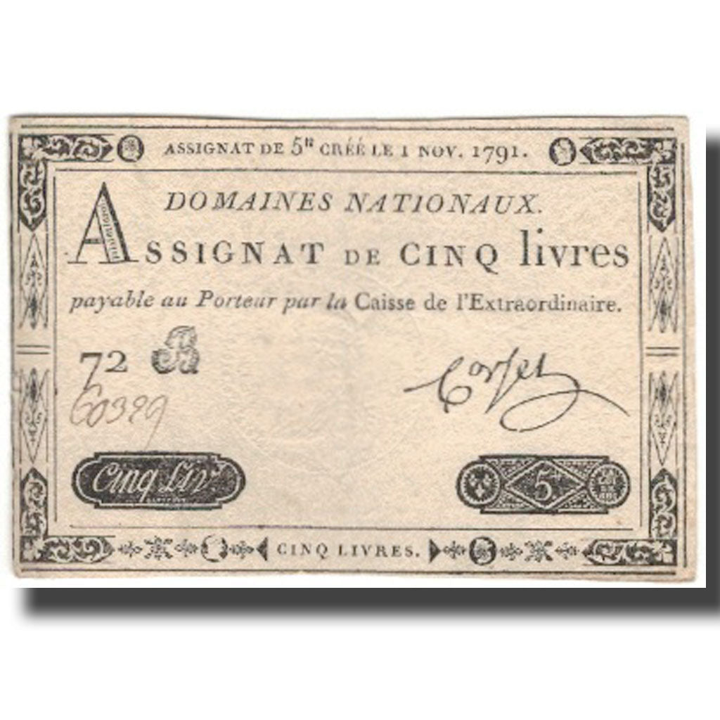 France, 5 Livres, 1791, 1791-11-01, AU(50-53), KM:A50, Lafaurie:145