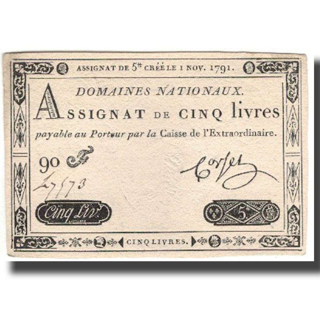 Francja, 5 Livres, 1791, 1791-11-01, AU(55-58), KM:A50, Lafaurie:145