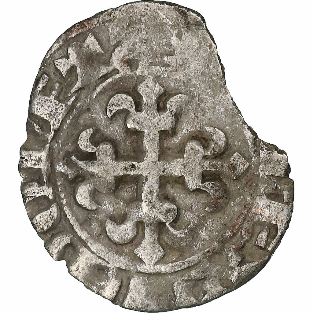 France, Charles IV, Double Parisis, 1323-1328, Billon, VF(30-35), Duplessy:244b