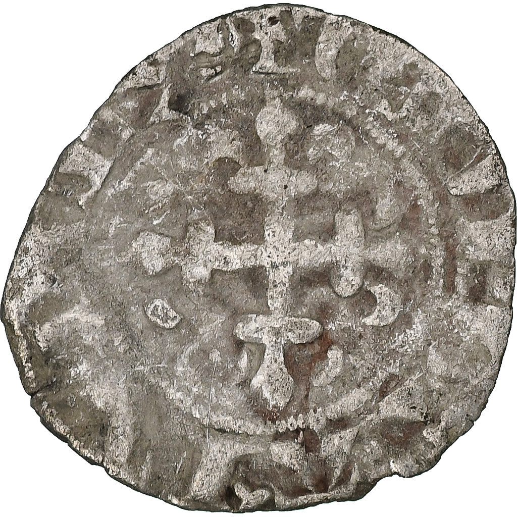France, Charles IV, Double Parisis, 1323-1328, Billon, VF(30-35), Duplessy:244b
