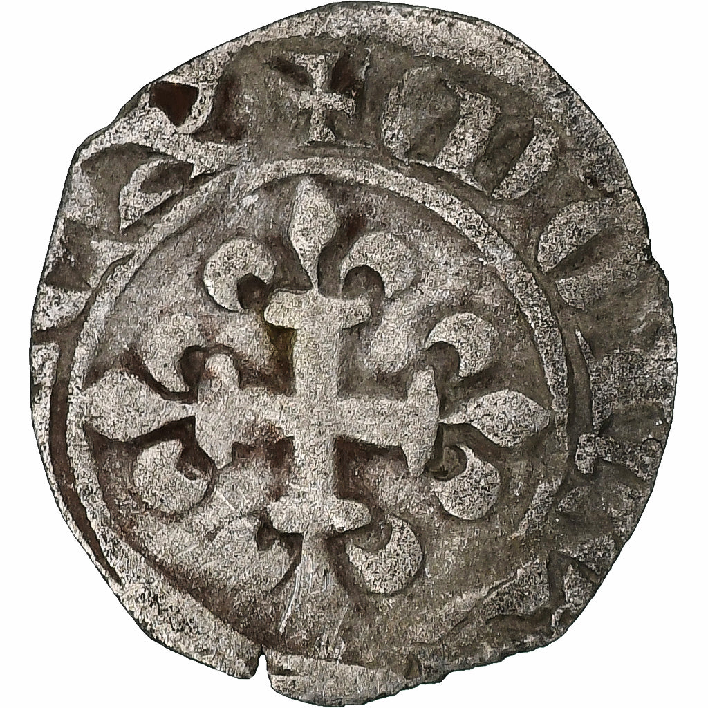France, Charles IV, Double Parisis, 1323-1328, Billon, VF(30-35), Duplessy:244b