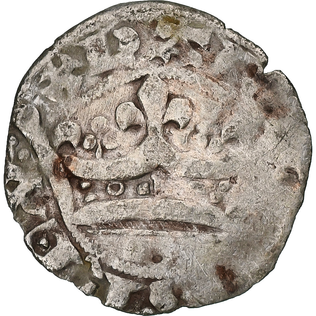 France, Charles IV, Double Parisis, 1323-1328, Billon, VF(30-35), Duplessy:244b