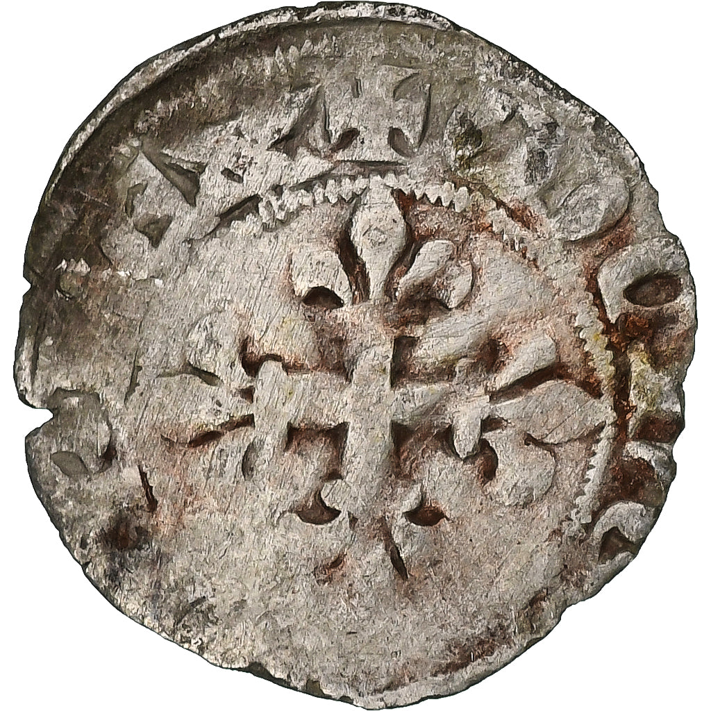 France, Charles IV, Double Parisis, 1323-1328, Billon, VF(30-35), Duplessy:244b