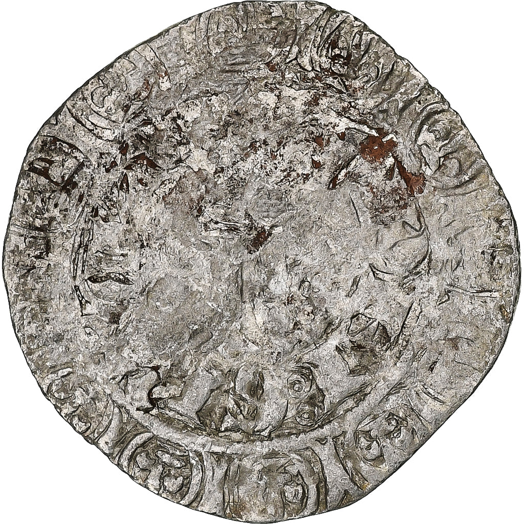 France, Charles V, Blanc au K, 1365-1380, Billon, F(12-15), Duplessy:363