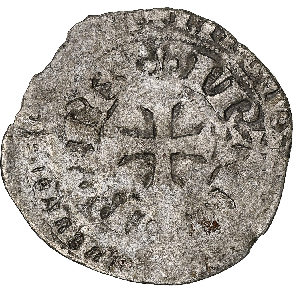 Francia, Charles V, Blanc au K, 1365-1380, Vellón, BC, Duplessy:363