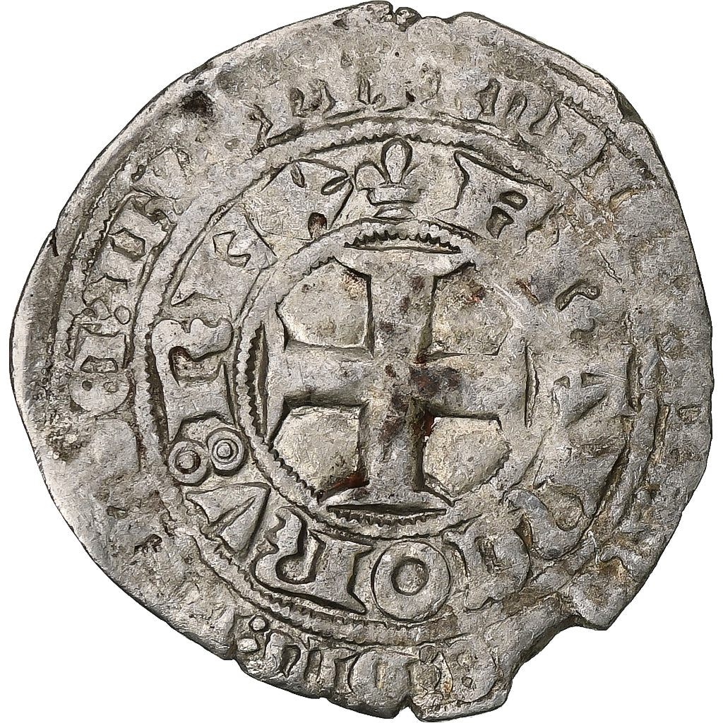 Francia, Charles V, Blanc au K, 1365-1380, Vellón, MBC, Duplessy:363