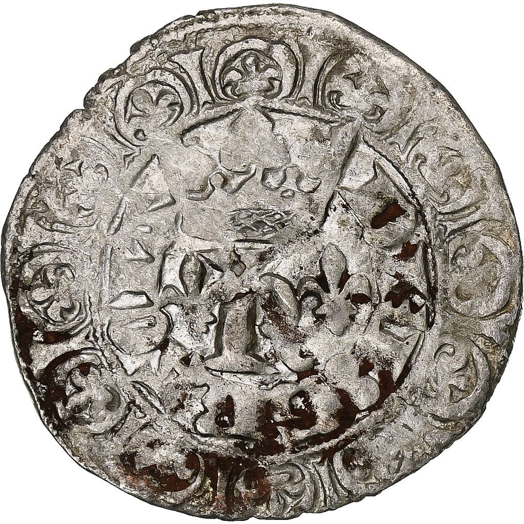 Frankrijk, Karel V, Blanc au K, 1365-1380, Billon, ZF, Duplessy:363