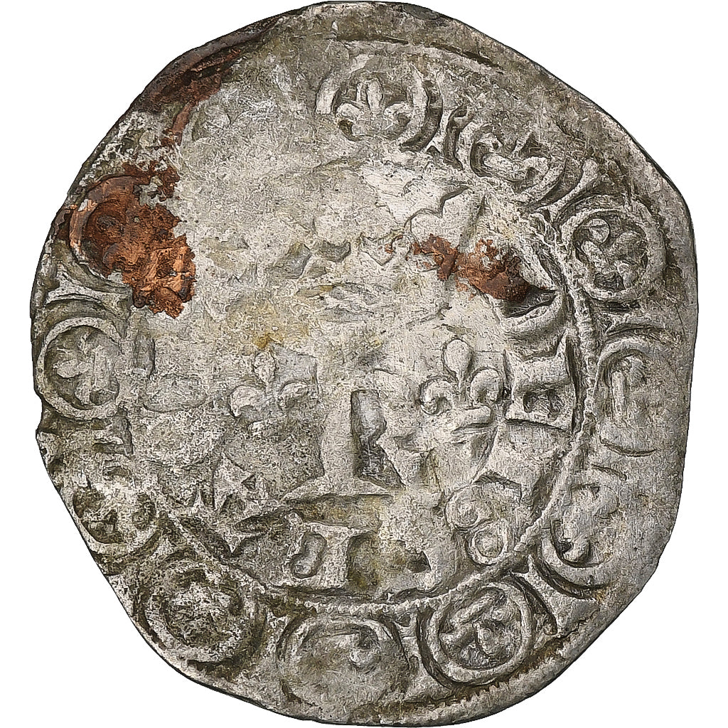 Francia, Charles V, Blanc au K, 1365-1380, Vellón, MBC, Duplessy:363