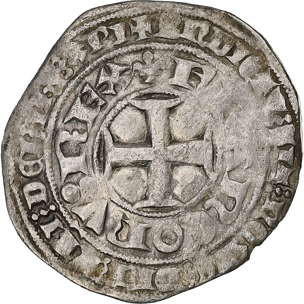 Francia, Charles V, Blanc au K, 1365-1380, Vellón, MBC, Duplessy:363