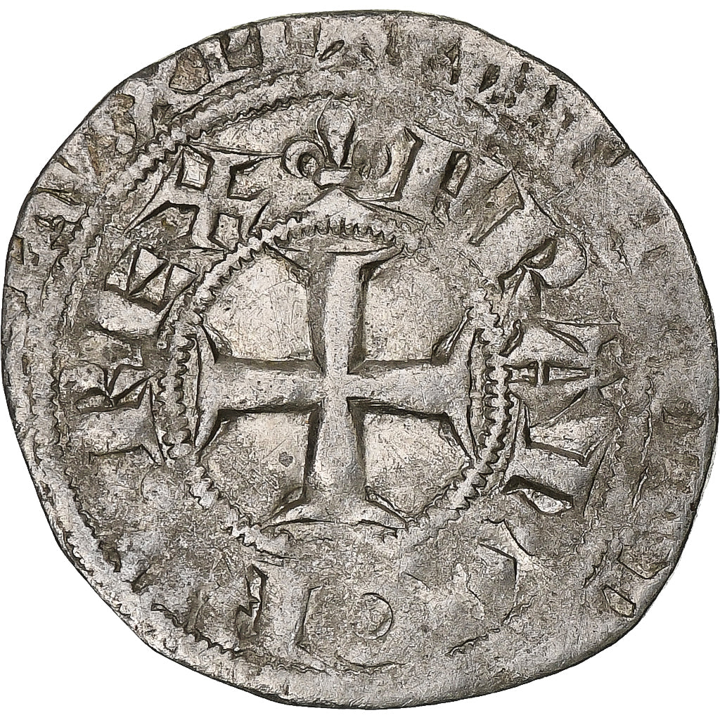 Francia, Charles V, Blanc au K, 1365-1380, Vellón, MBC, Duplessy:363