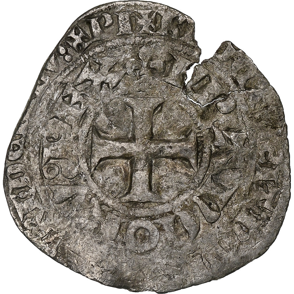 France, Charles V, Blanc au K, 1365-1380, Billon, TB+, Duplessy:363