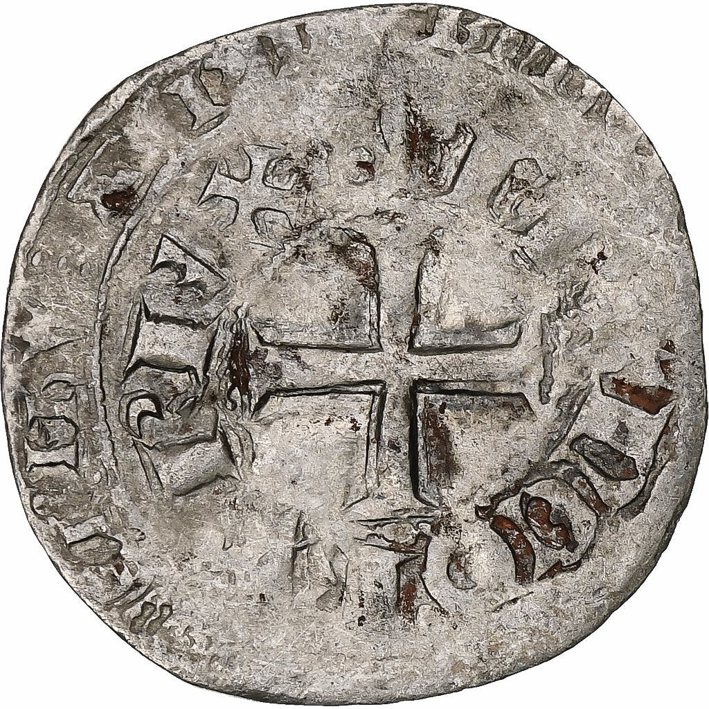 France, Charles V, Blanc au K, 1365-1380, Billon, TB+, Duplessy:363