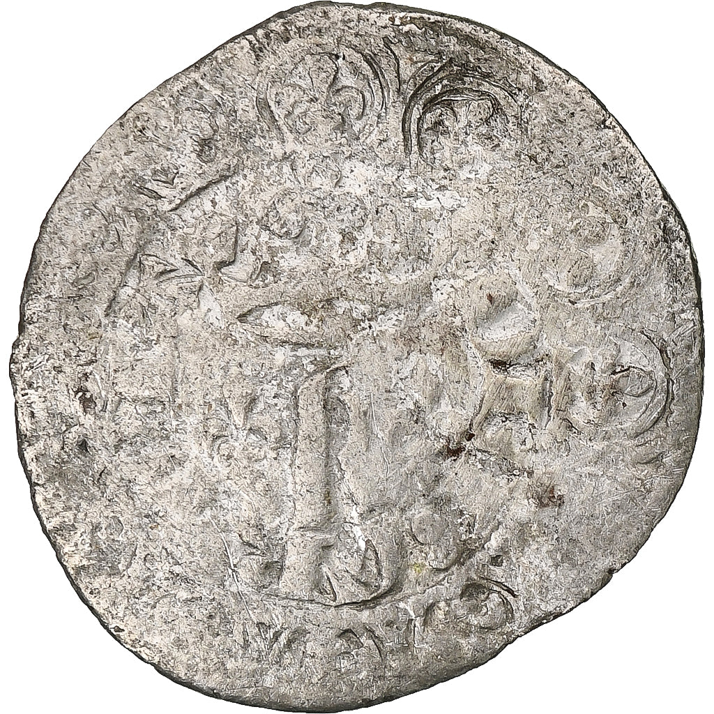 Francia, Charles V, Blanc au K, 1365-1380, Vellón, BC+, Duplessy:363