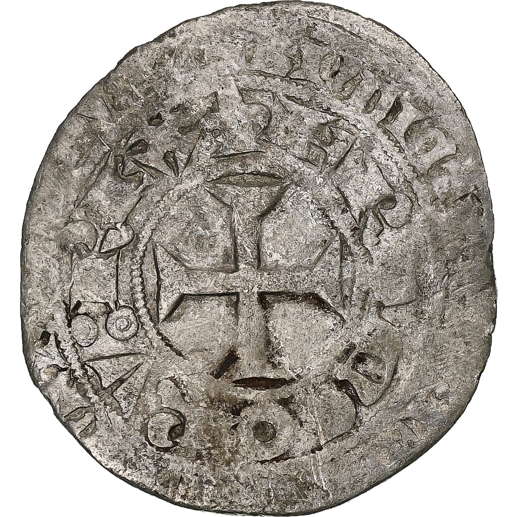 Francia, Charles V, Blanc au K, 1365-1380, Vellón, BC+, Duplessy:363