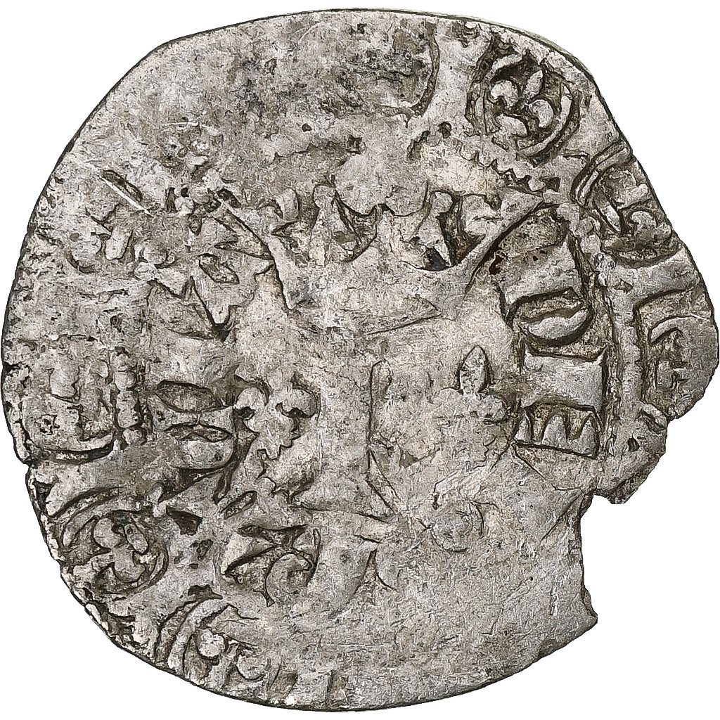 France, Charles V, Blanc au K, 1365-1380, Billon, VF(30-35), Duplessy:363
