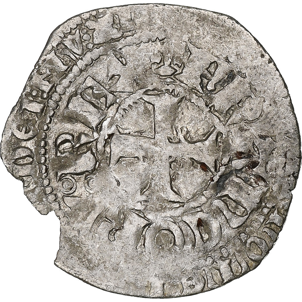 France, Charles V, Blanc au K, 1365-1380, Billon, VF(30-35), Duplessy:363