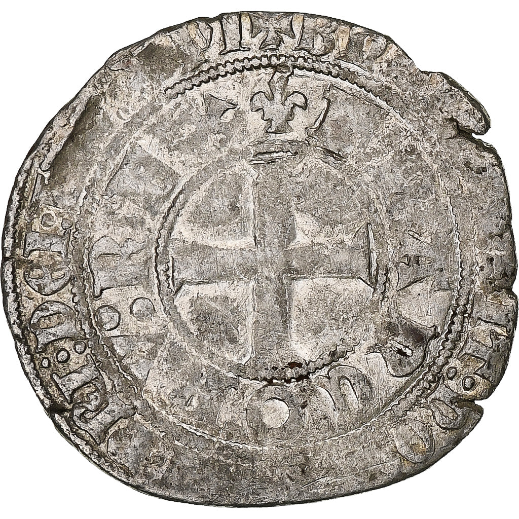 France, Charles V, Blanc au K, 1365-1380, Billon, TB+, Duplessy:363