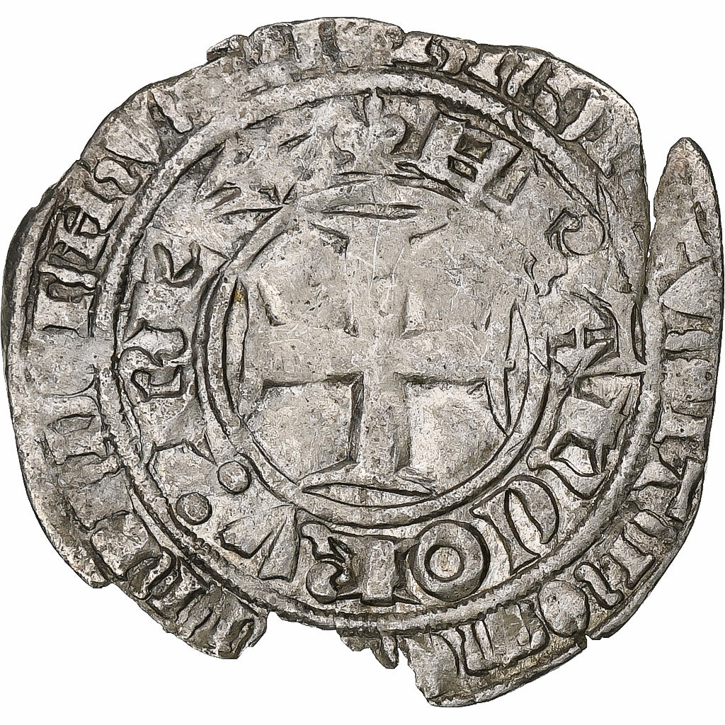 France, Charles V, Blanc au K, 1365-1380, Billon, TB+, Duplessy:363