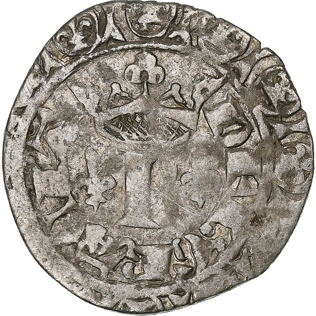 França, Charles V, Blanc au K, 1365-1380, Lingote, VF(30-35), Duplessy:363