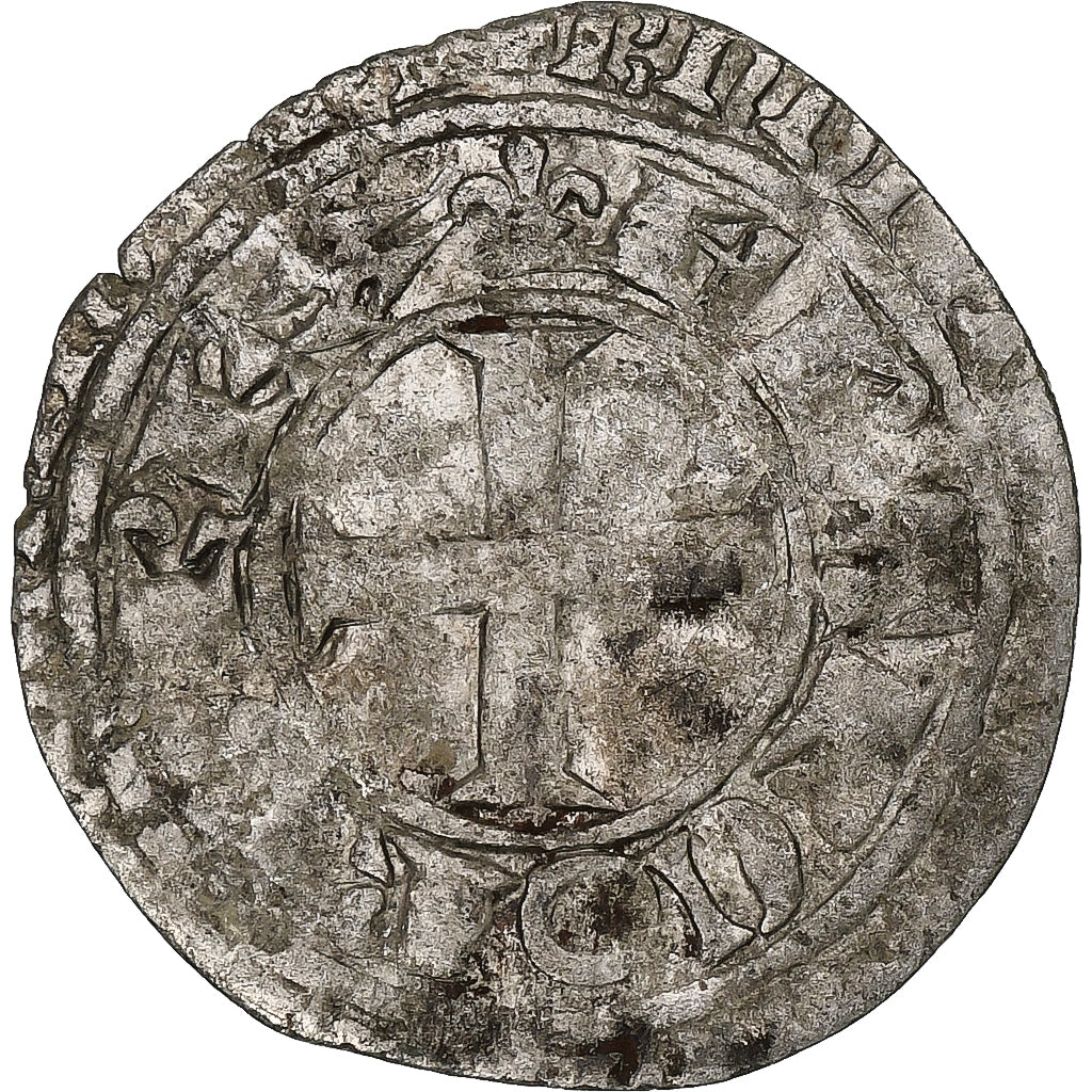 França, Charles V, Blanc au K, 1365-1380, Lingote, VF(30-35), Duplessy:363