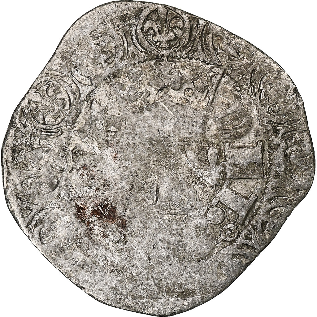 France, Charles V, Blanc au K, 1365-1380, Billon, TB+, Duplessy:363