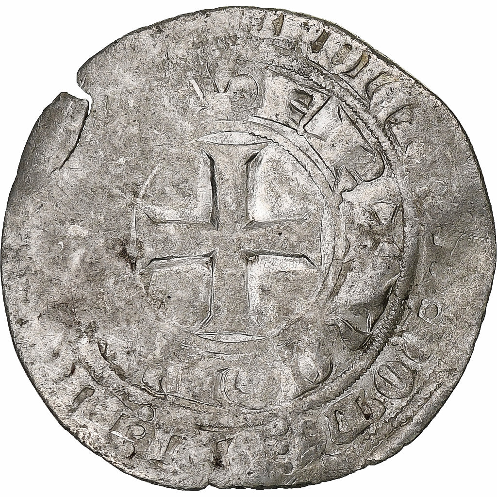 France, Charles V, Blanc au K, 1365-1380, Billon, VF(20-25), Duplessy:363