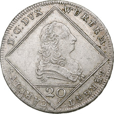 Germany, WURTTEMBERG, Karl Eugen, 20 Kreuzer, 1769, Stuttgart, Silver, AU(50-53)