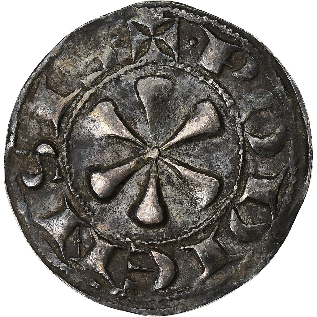Francja, Auvergne, Évêché du Puy, Denier, ca. 1290, Le Puy, Srebro, AU(55-58)