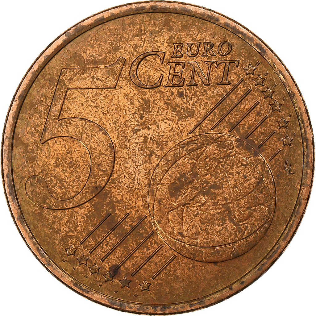 France, 5 Euro Cent, BU, 2001, MDP, Copper Plated Steel, AU(55-58), KM:1284