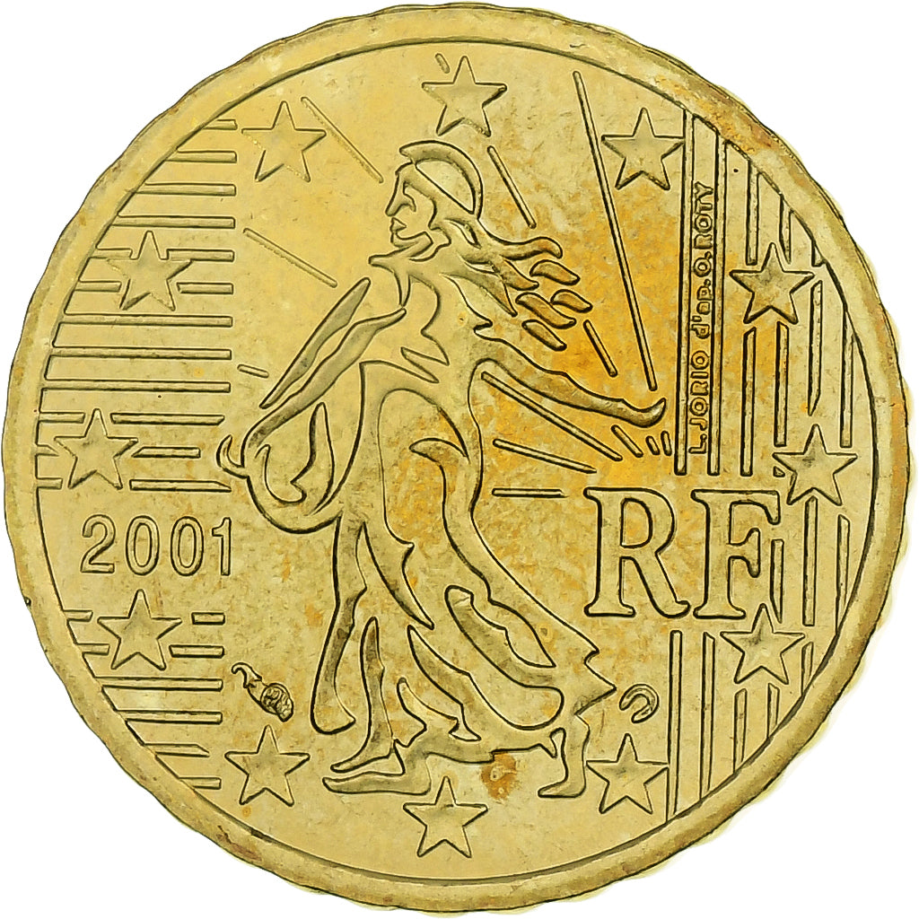 France, 10 Euro Cent, BU, 2001, MDP, Nordic gold, AU(55-58), KM:1285