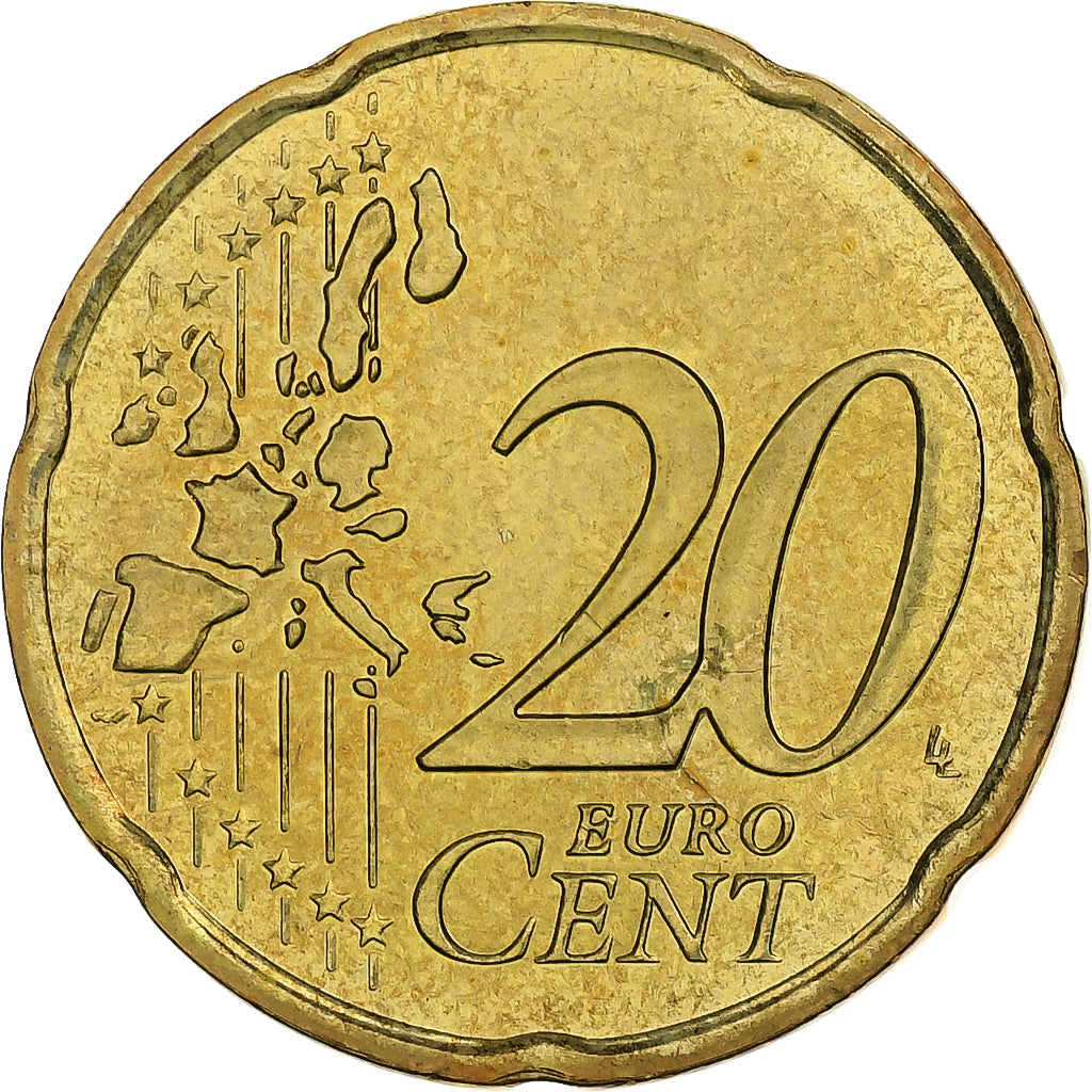 Francja, 20 Euro Cent, BU, 2001, MDP, Nordic gold, AU(55-58), KM:1286