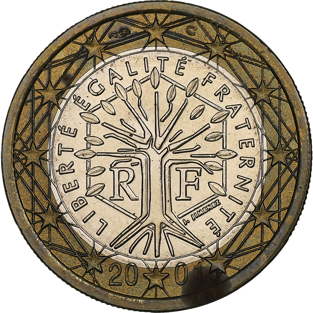 France, Euro, BU, 2001, MDP, Bimétallique, SUP, KM:1288
