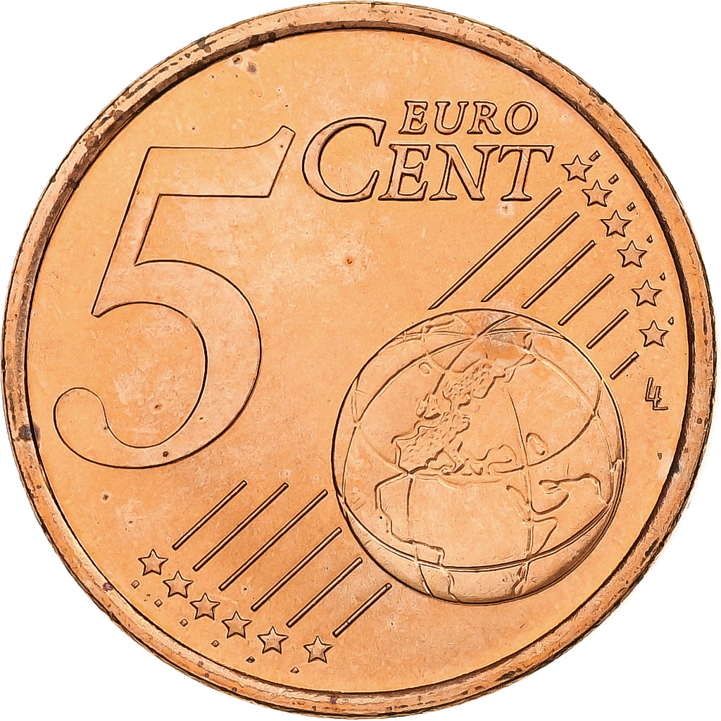 France, 5 Euro Cent, BU, 2002, MDP, Copper Plated Steel, AU(55-58), KM:1284