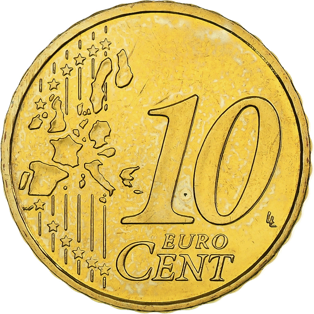 France, 10 Euro Cent, BU, 2002, MDP, Nordic gold, AU(55-58), KM:1285