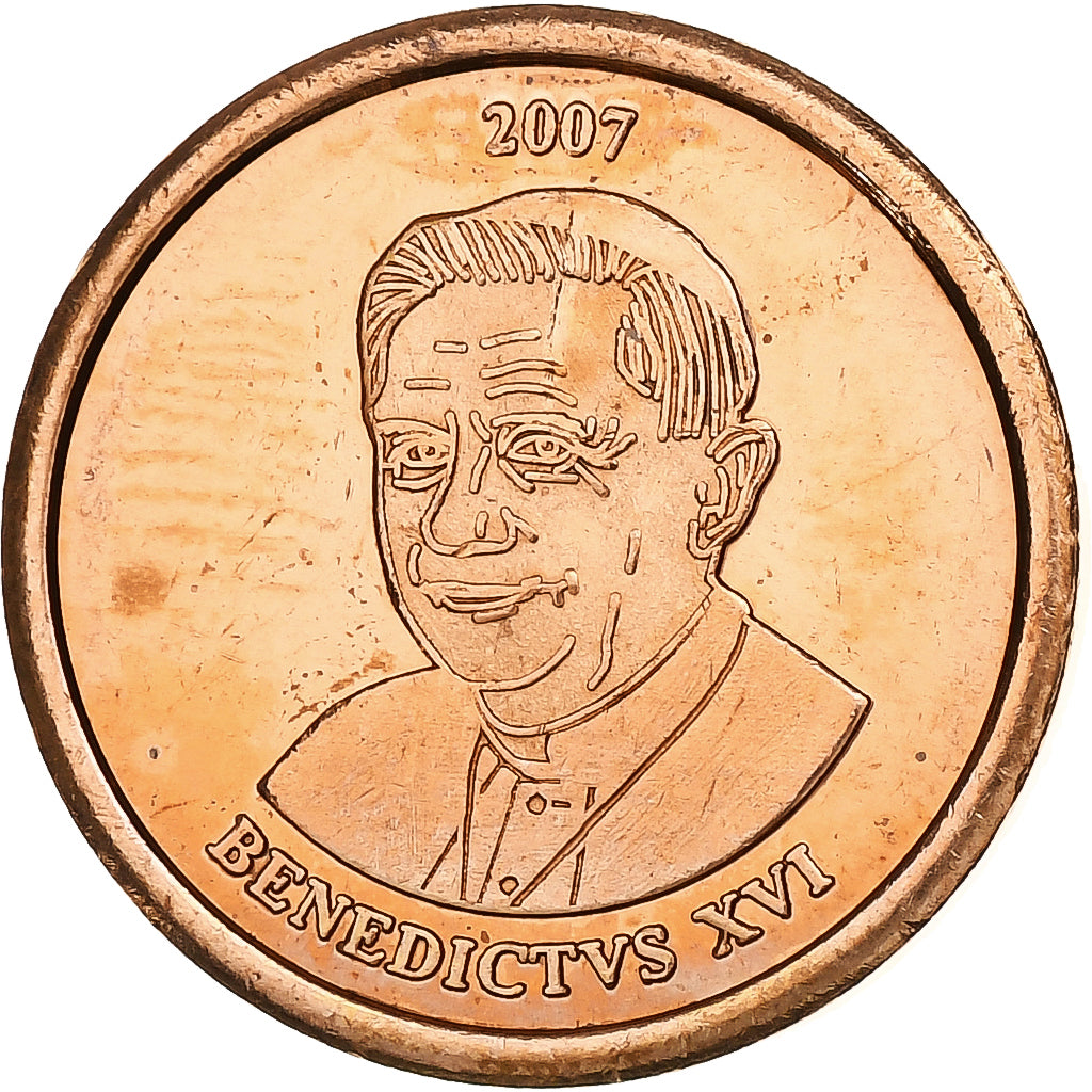 Vatican, Token, 2 C, Essai-Trial Benoit XVI, 2007, Copper Plated Steel, MS(63)