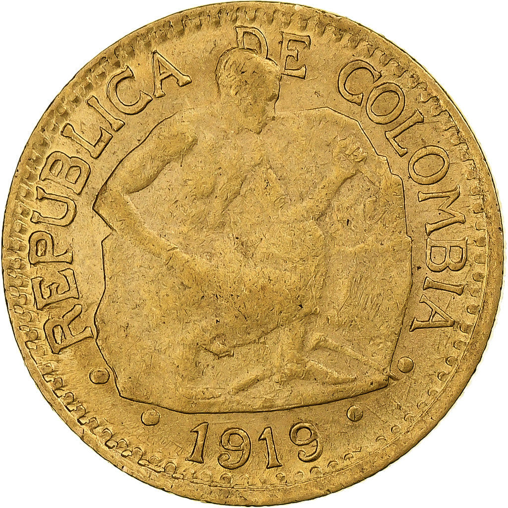 Colombia, 5 Pesos, 1919, Bogota, Gold, EF(40-45)