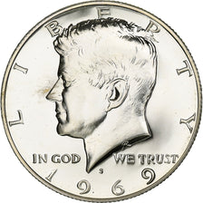 United States, Half Dollar, Kennedy, 1969, San Francisco, Silver, MS(64)