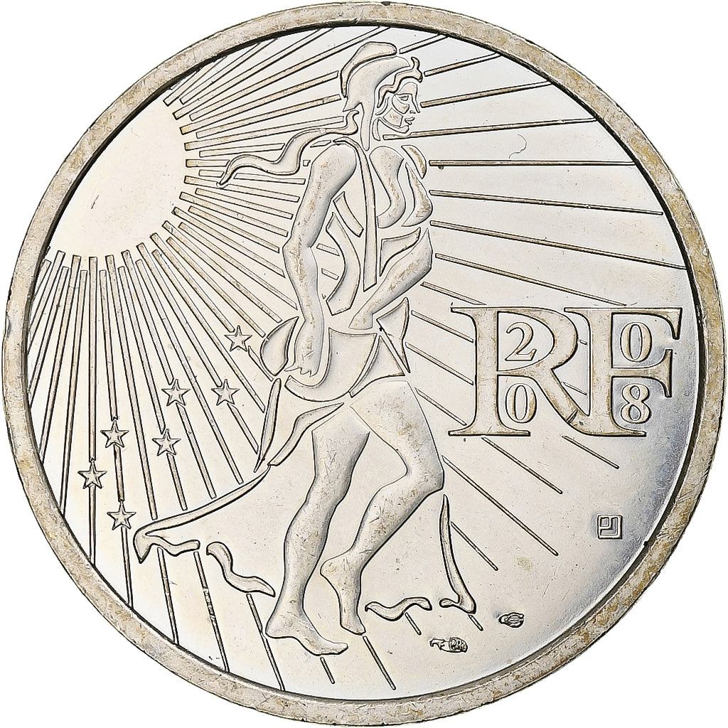 Francia, 15 Euro, Semeuse, 2008, MDP, Plata, SC
